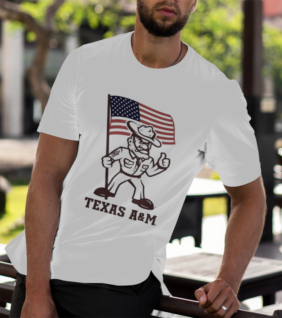 Awesome The Ol' Sarge Collection Texas A&M Maroon USA Flag T-Shirt
