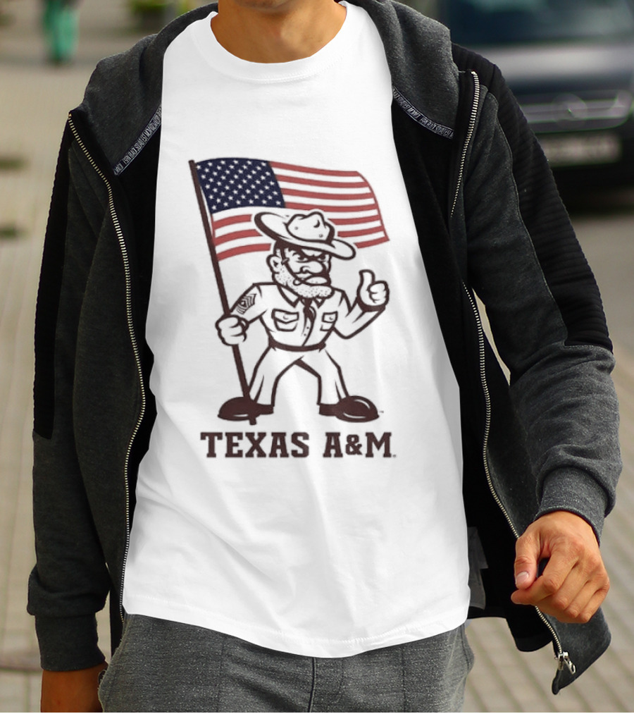 Awesome The Ol' Sarge Collection Texas A&M Maroon USA Flag T-Shirt