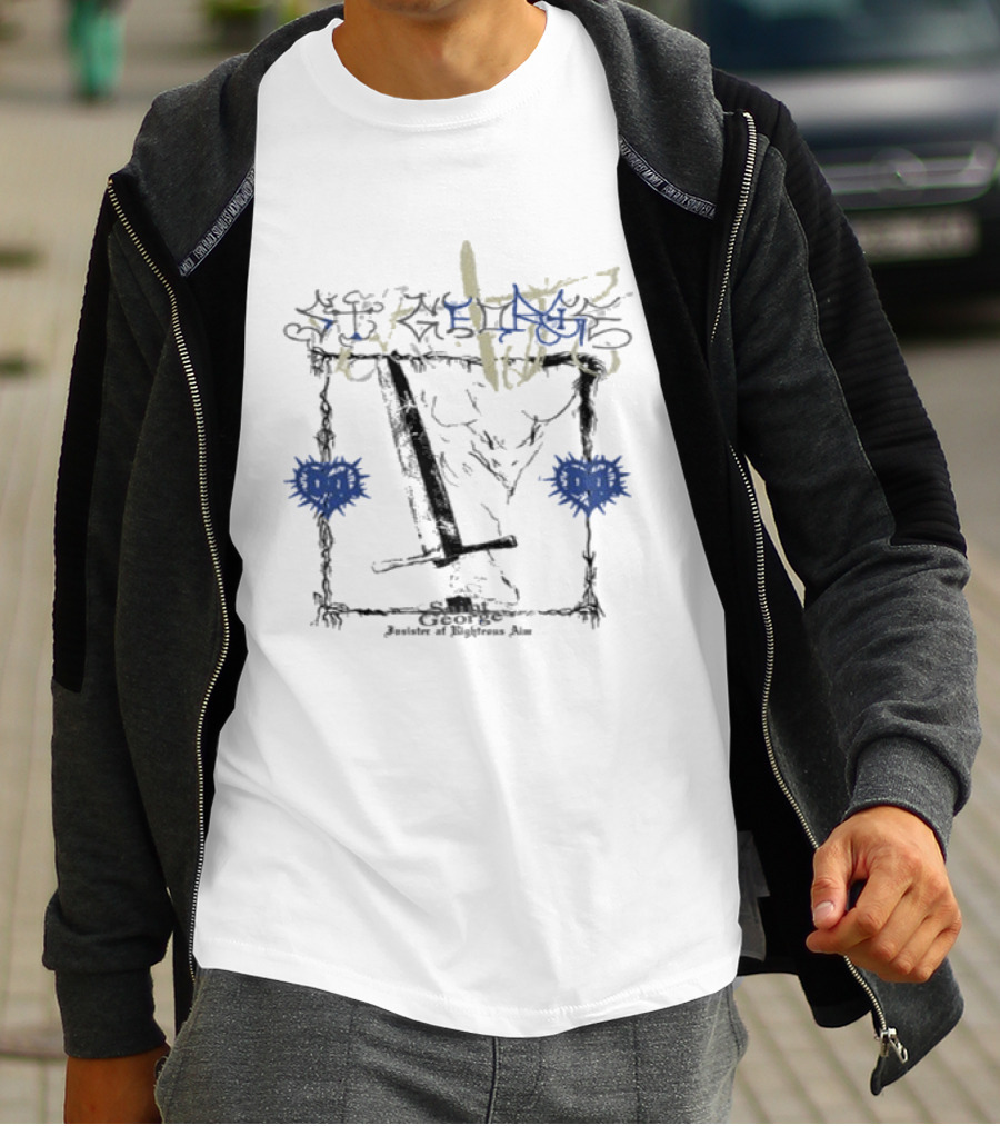 Bladee Martyr St. George Enhanced Print Skull Swords Roses T-Shirt
