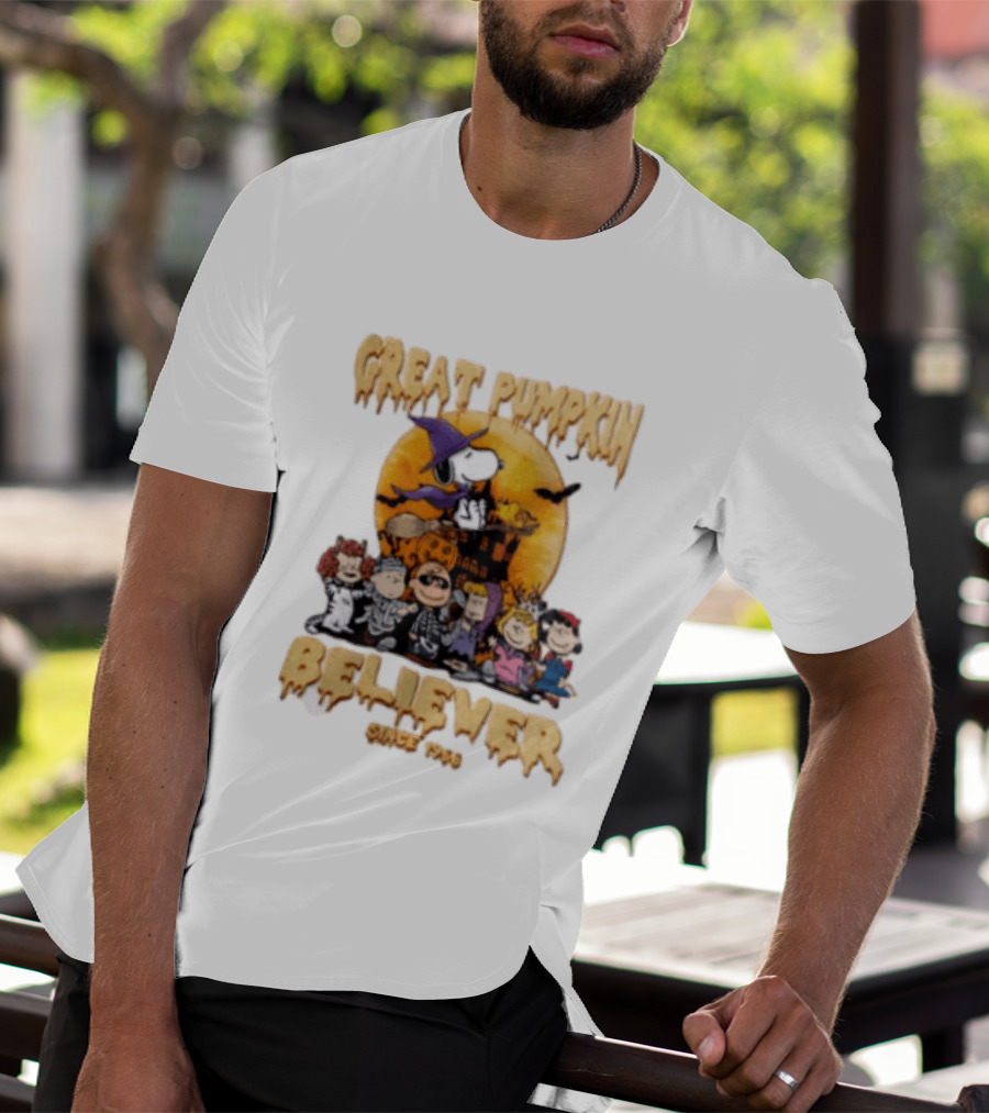 Great Pumpkin Believer Since 1966 Peanuts Halloween Snoopy Woodstock Charlie Brown Linus Sally Lucy Iconic Cartoon T-Shirt
