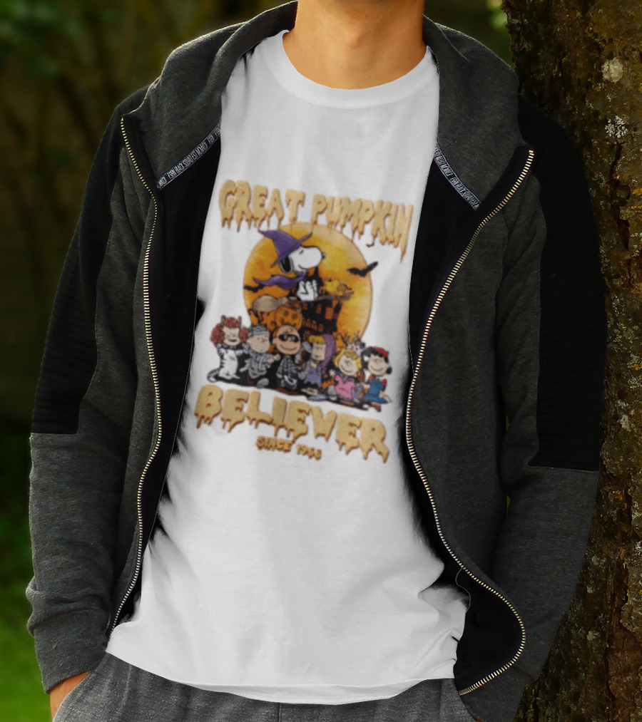 Great Pumpkin Believer Since 1966 Peanuts Halloween Snoopy Woodstock Charlie Brown Linus Sally Lucy Iconic Cartoon T-Shirt
