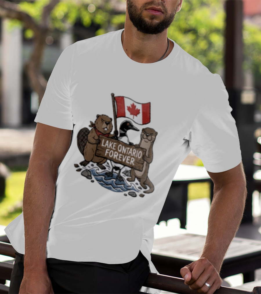 Lake Ontario Forever Canadian Flag Beaver Goose Otter T-Shirt