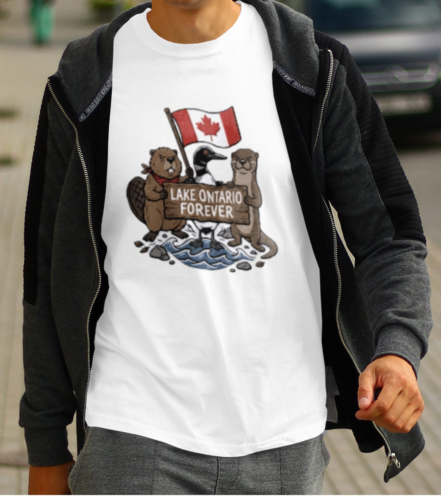 Lake Ontario Forever Canadian Flag Beaver Goose Otter T-Shirt