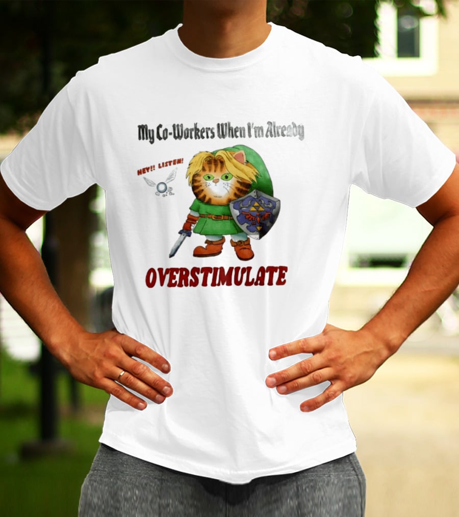My Co Workers When I'm Already Overstimulated Link Cat Hey Listen T-Shirt