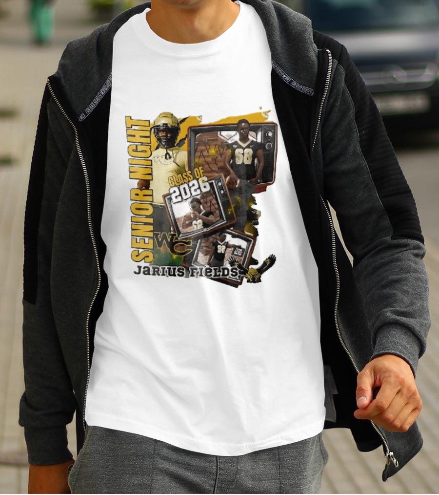 Senior Night Jarius Fields Class Of 2026 WC Football Player Collage T-Shirt