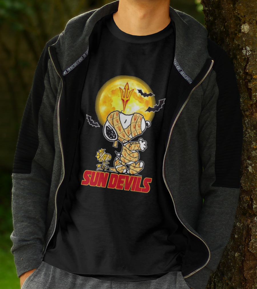 Arizona State Sun Devils Snoopy Woodstock Cosplay Mummy Halloween T-Shirt