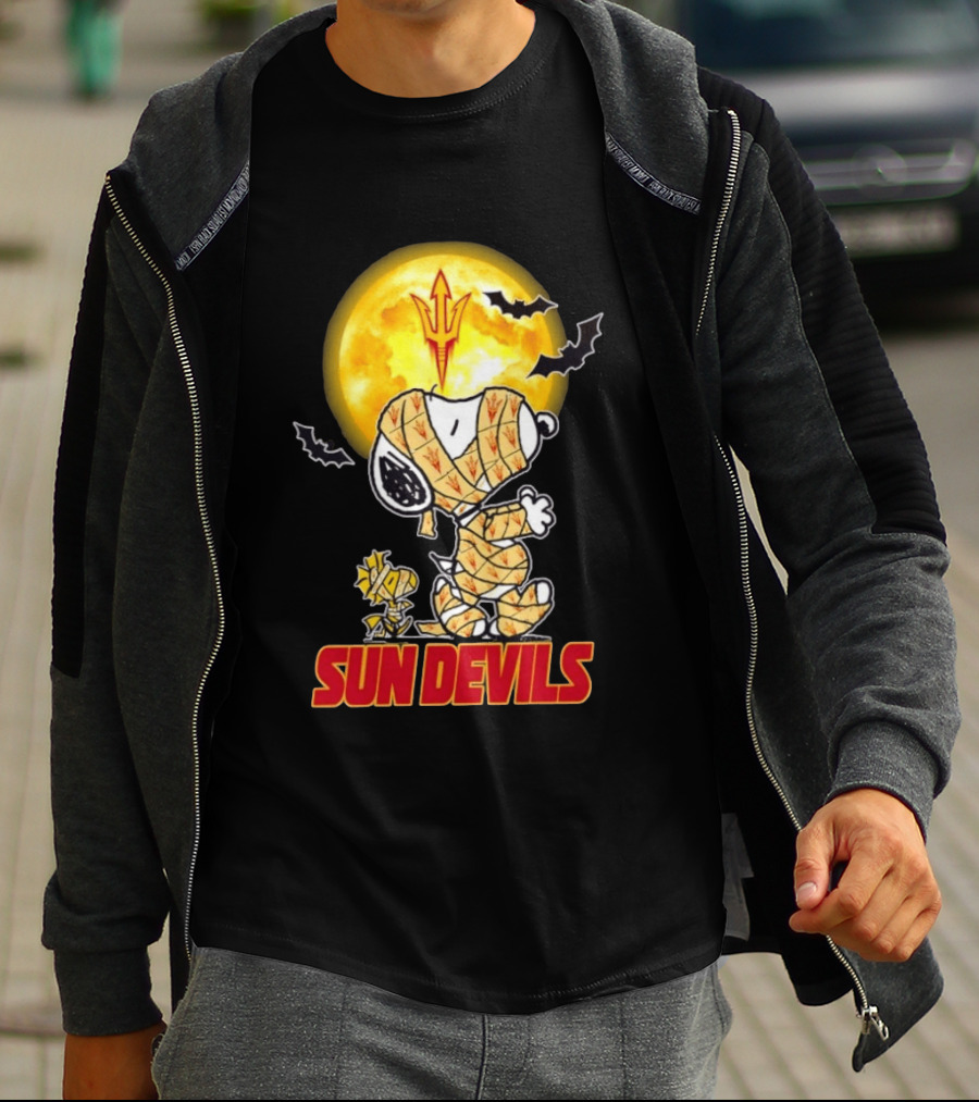 Arizona State Sun Devils Snoopy Woodstock Cosplay Mummy Halloween T-Shirt