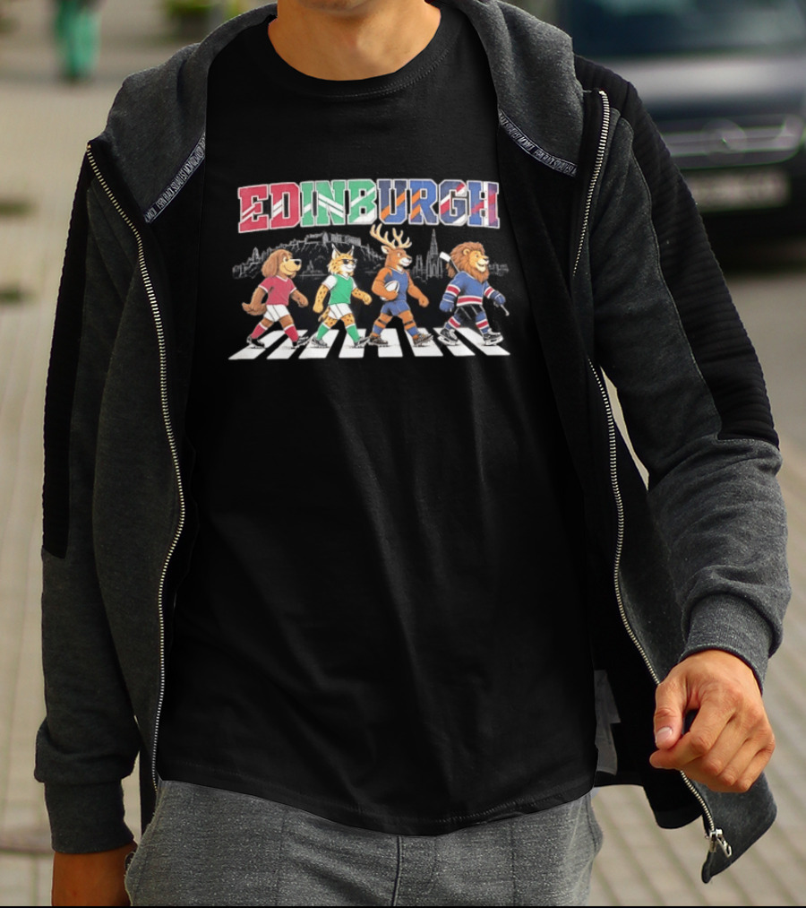 Edinburgh Animal Sports Crossing Abbey Road Football Rugby Hockey T-Shirt