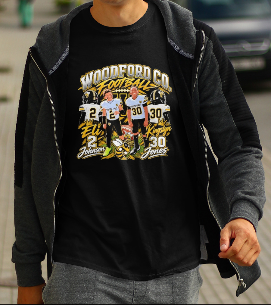 Woodford Co Football Eli Johnson 2 Kingslyn Jones 30 T-Shirt