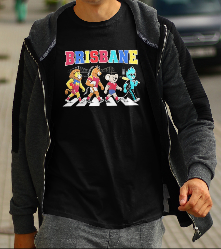 Brisbane Lions Koala Characters Abbey Road Crossing T-Shirt