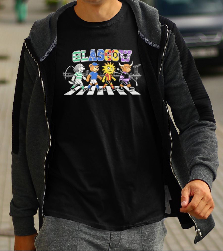 Glasgow Animals Crossing Iconic Abbey Road Rugby Football Soccer T-Shirt