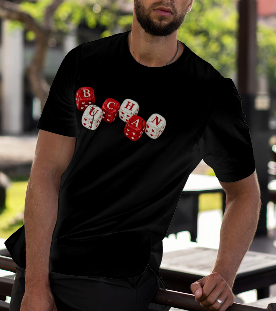Buchan Store Black Dice With Red Hearts Buchan Dices T-Shirt