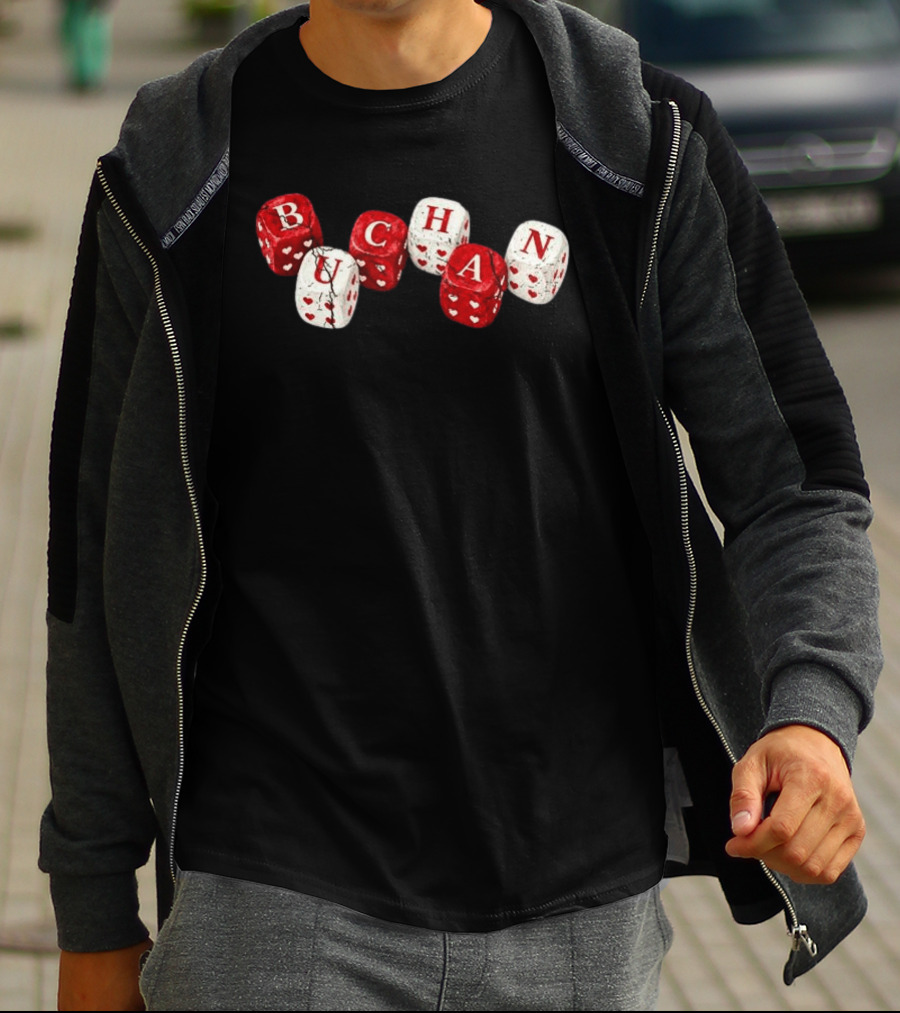 Buchan Store Black Dice With Red Hearts Buchan Dices T-Shirt