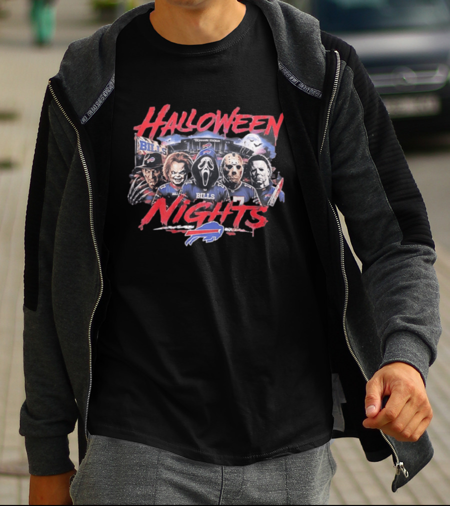 Buffalo Bills Halloween Nights Classic Horror Characters 2026 T-Shirt