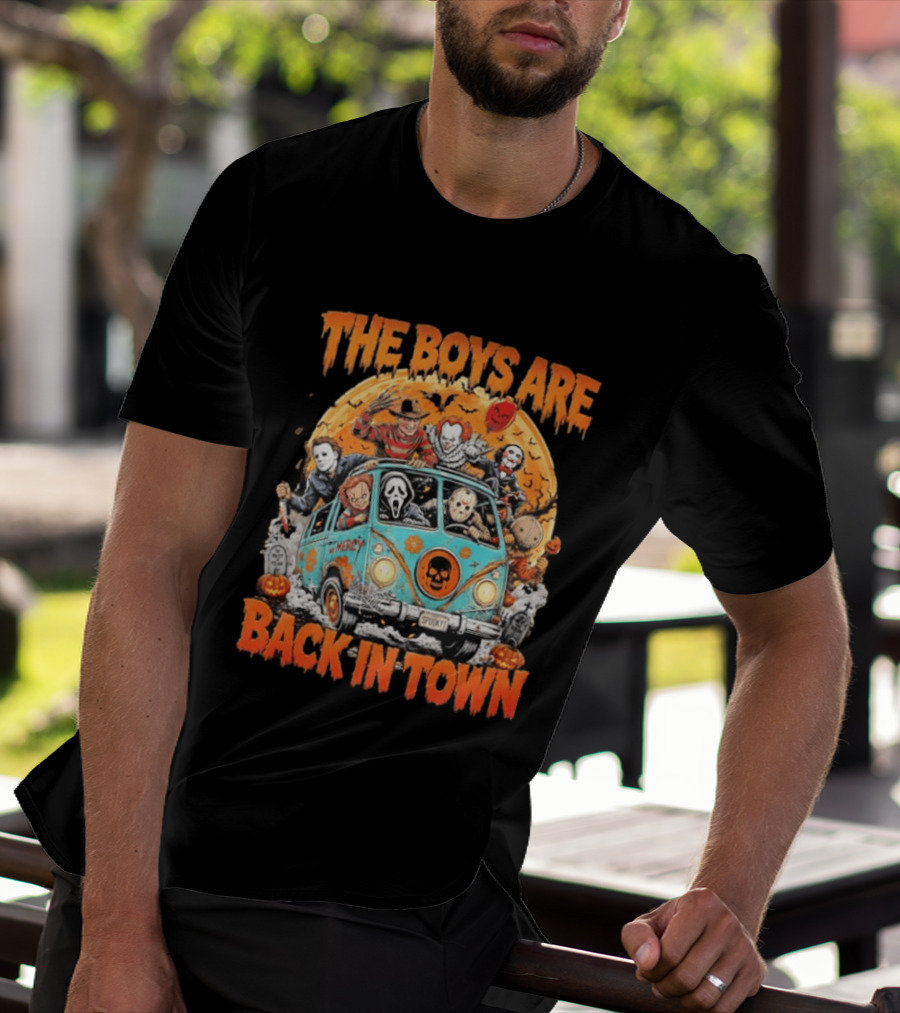 The Boys Are Back In Town Halloween Horror Movie Characters Van Nightmare T-Shirt