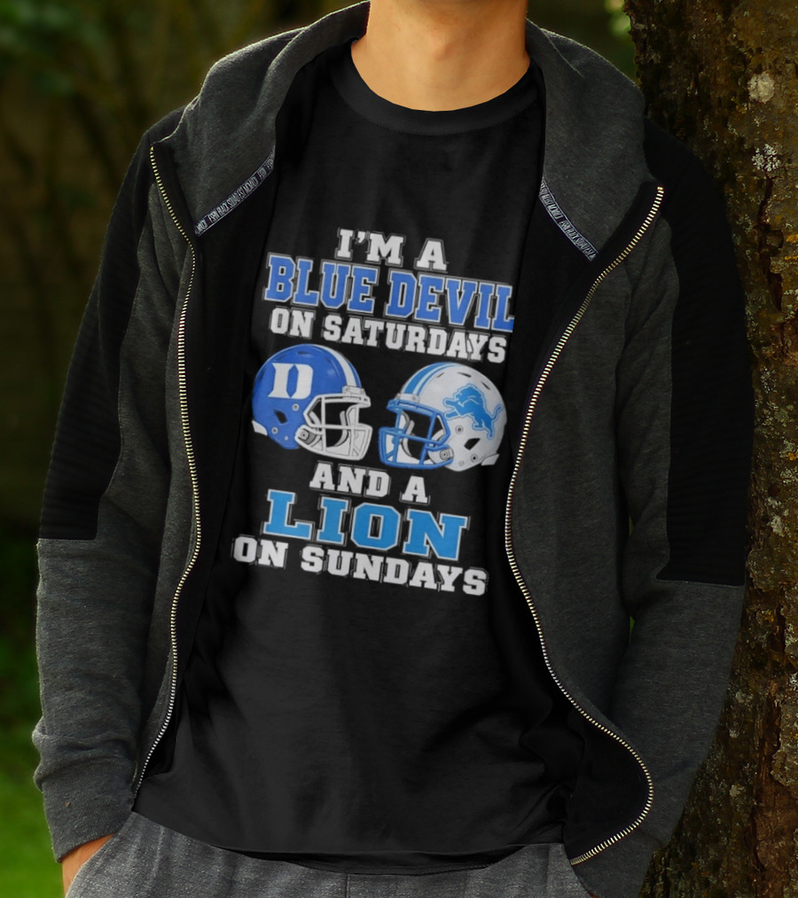 I'm A Blue Devil On Saturdays And A Lion On Sundays Helmets T-Shirt