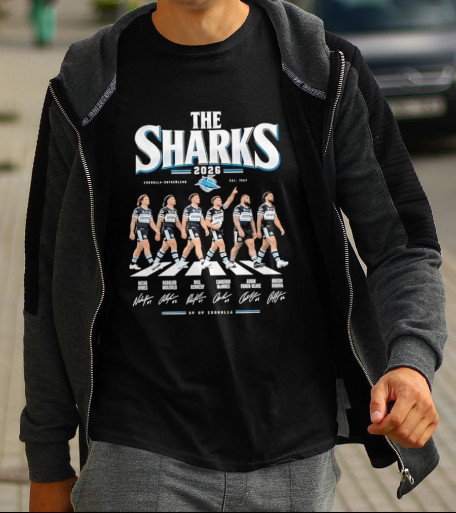 Cronulla Sutherland The Sharks 2026 Abbey Road Rugby Team Crossing T-Shirt