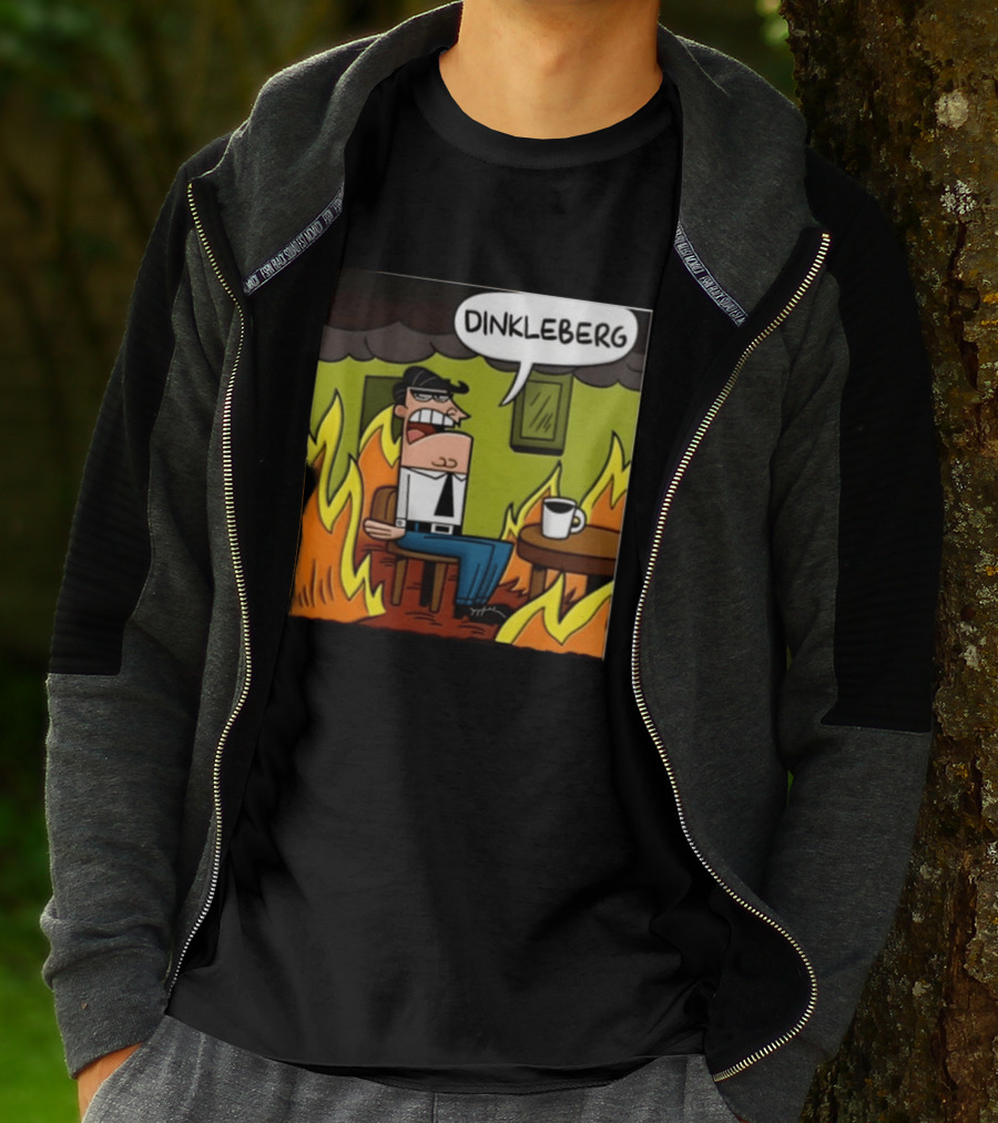 Dinkleberg This Is Fine Cartoon Meme Flames T-Shirt
