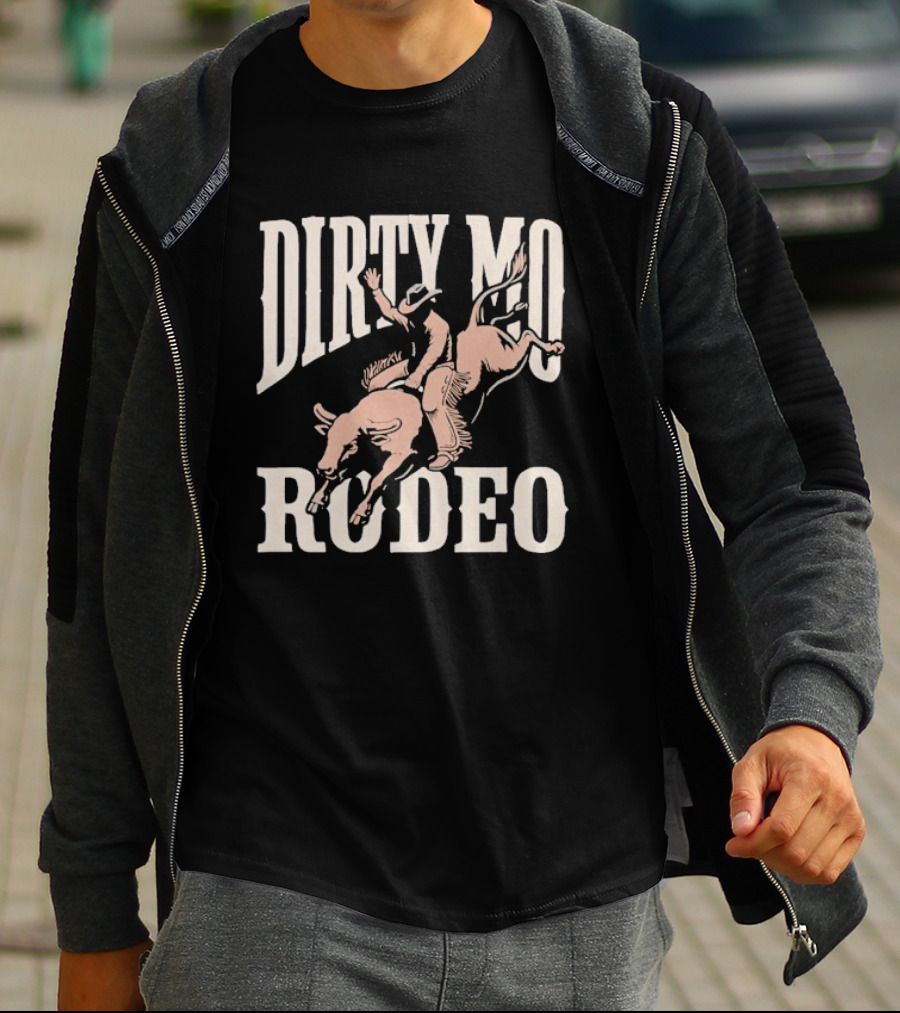 Dirty Mo Rodeo Cowboy Riding Bronco T-Shirt