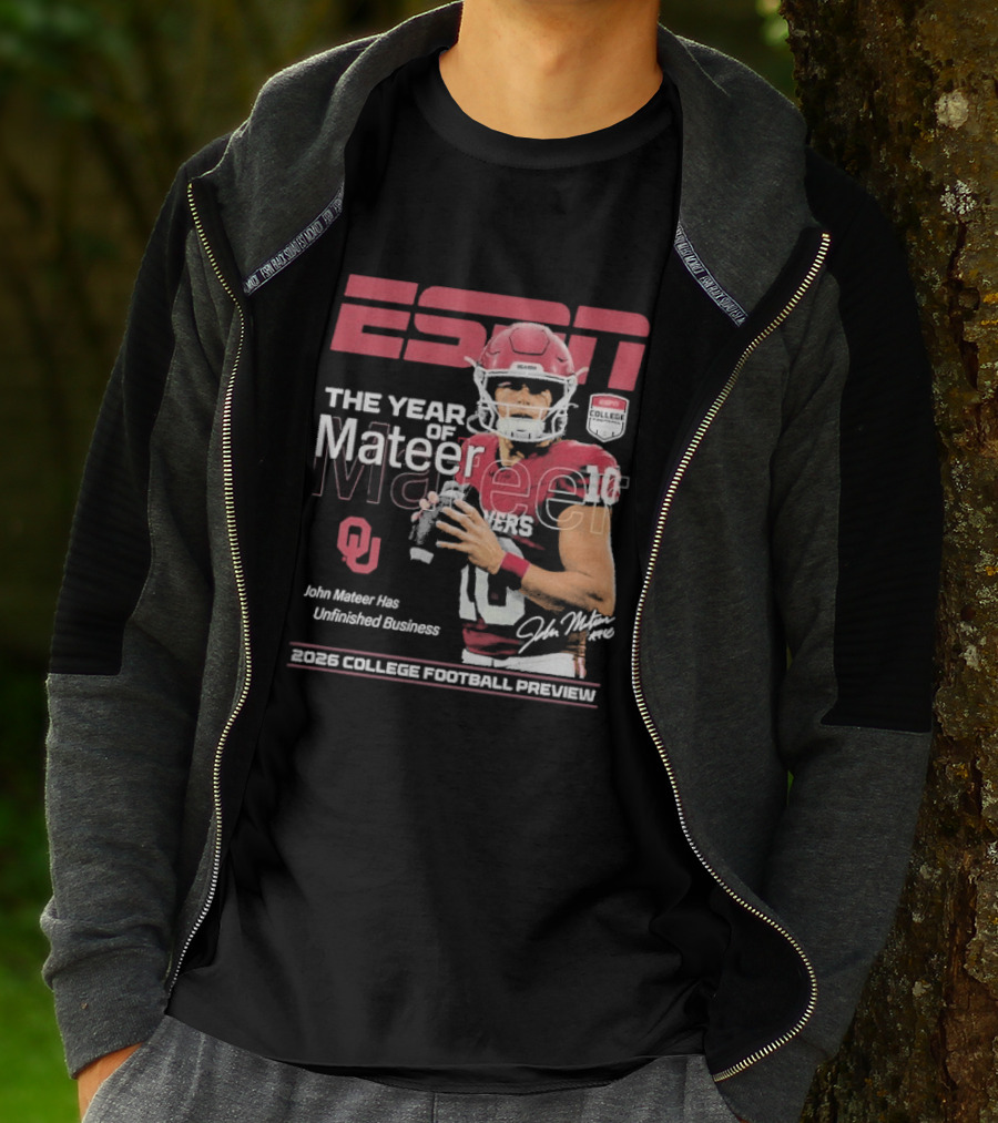 ESPN The Year Of Mateer 2026 College Football Preview John Mateer Has Unfinished Business T-Shirt