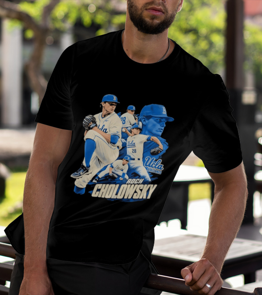 UCLA Bruins Roch Cholowsky 2026 Player Collage Baseball Pitcher Collection T-Shirt