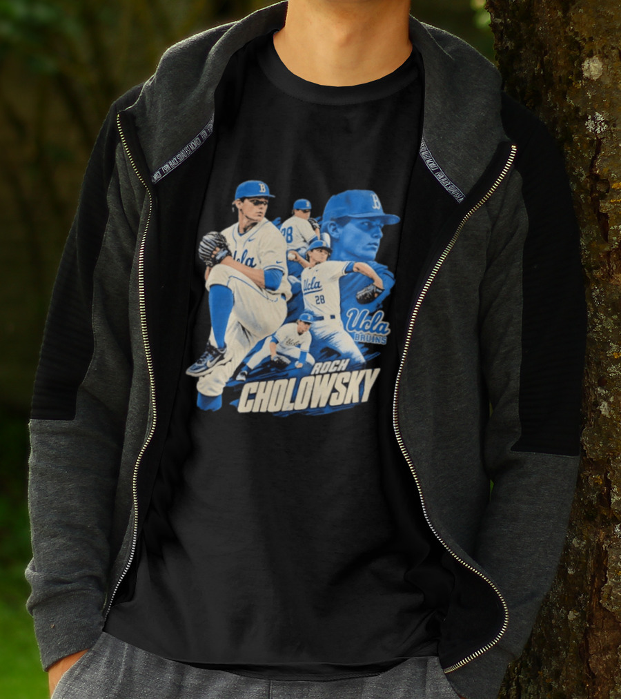 UCLA Bruins Roch Cholowsky 2026 Player Collage Baseball Pitcher Collection T-Shirt