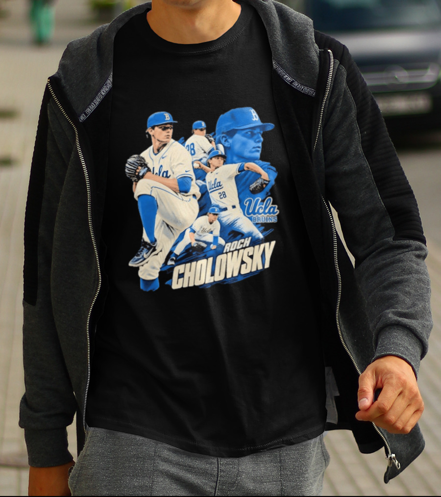 UCLA Bruins Roch Cholowsky 2026 Player Collage Baseball Pitcher Collection T-Shirt