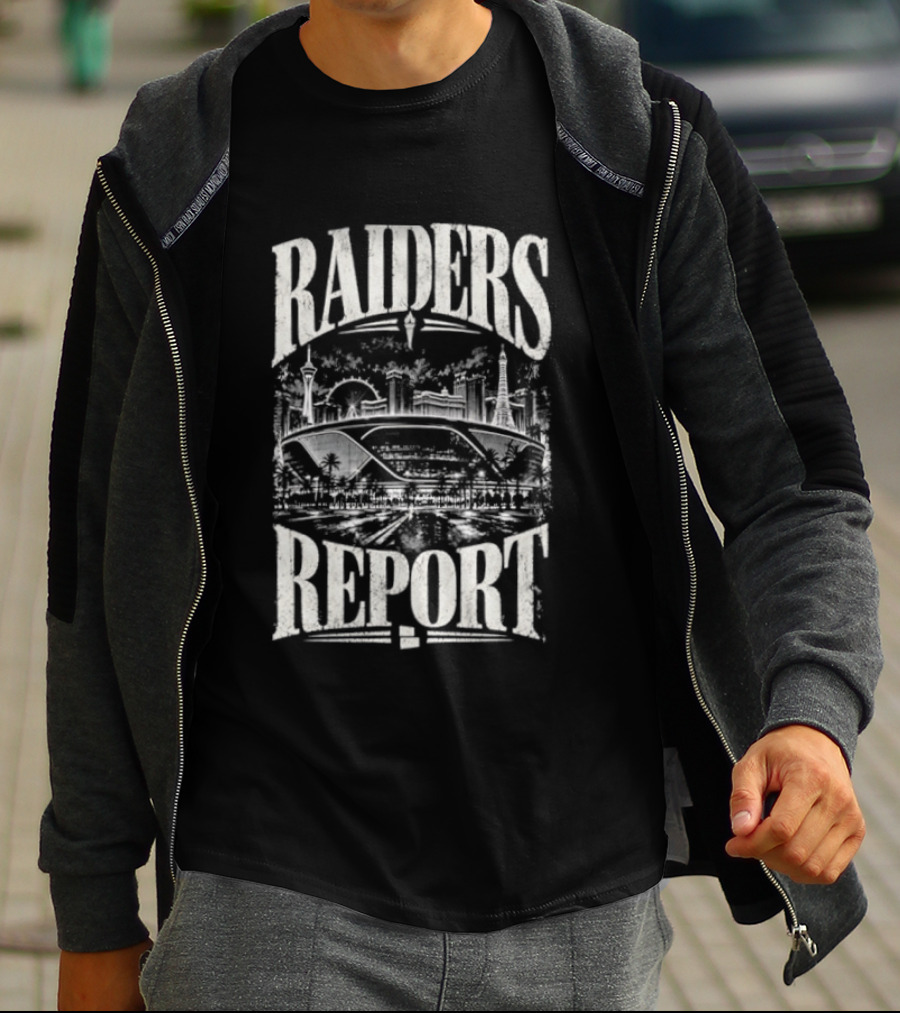 Raiders Report Skyline Las Vegas Stadium Team T-Shirt