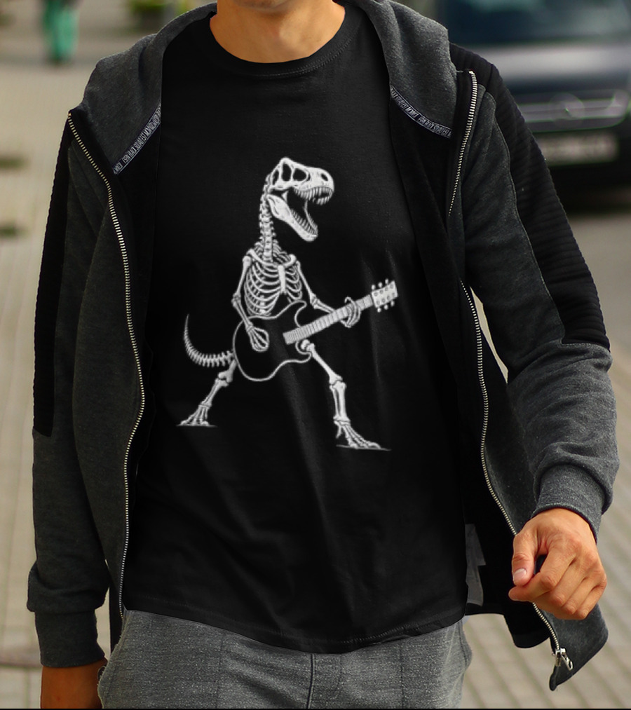 Tyrannosaurus Rex Skeleton Jamming With Electric Guitar T-Shirt