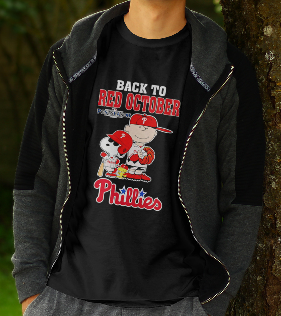 Snoopy Back To Red October Postseason Philadelphia Phillies MLB Playoffs Fan Gear T-Shirt