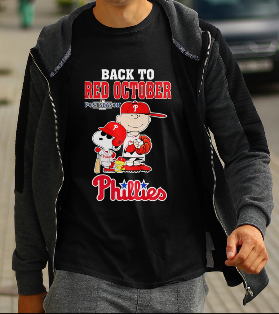 Snoopy Back To Red October Postseason Philadelphia Phillies MLB Playoffs Fan Gear T-Shirt