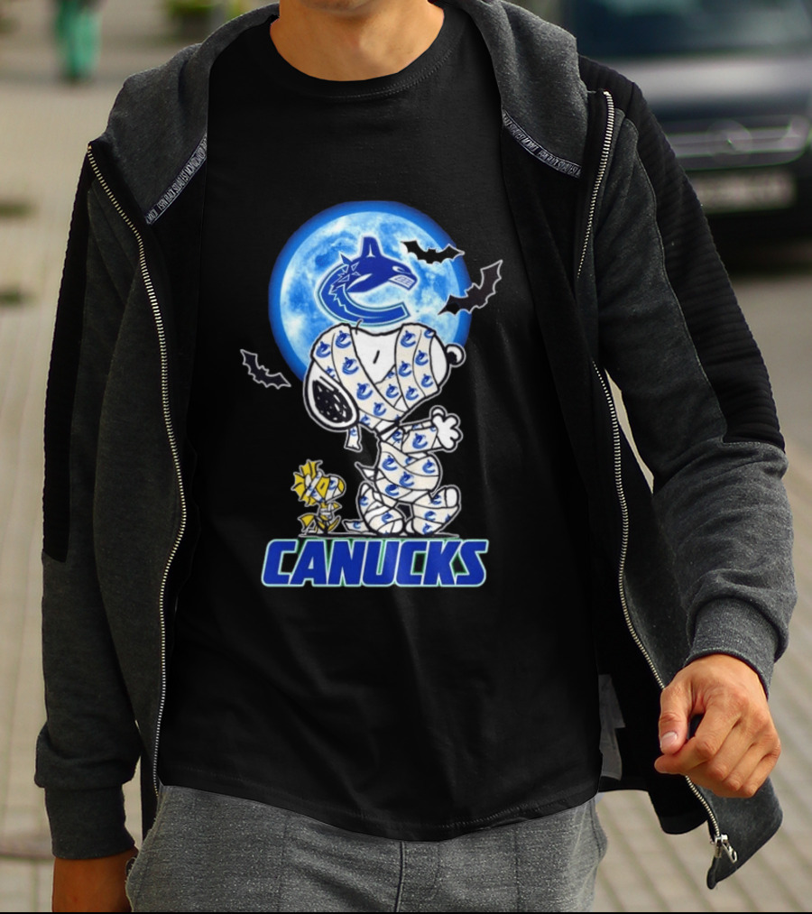 Vancouver Canucks Snoopy And Woodstock Mummy Halloween T-Shirt
