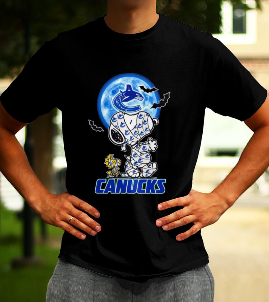 Vancouver Canucks Snoopy And Woodstock Mummy Halloween T-Shirt