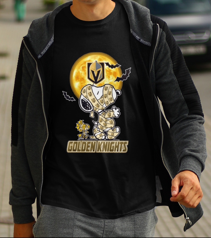 Vegas Golden Knights Snoopy Woodstock Mummy Halloween Moon T-Shirt