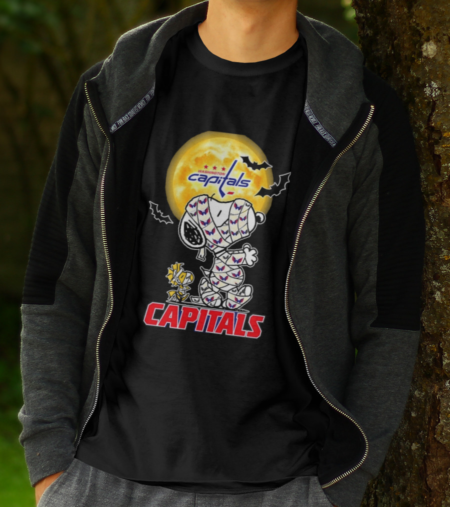 Washington Capitals Snoopy Woodstock Halloween Mummy Cosplay T-Shirt