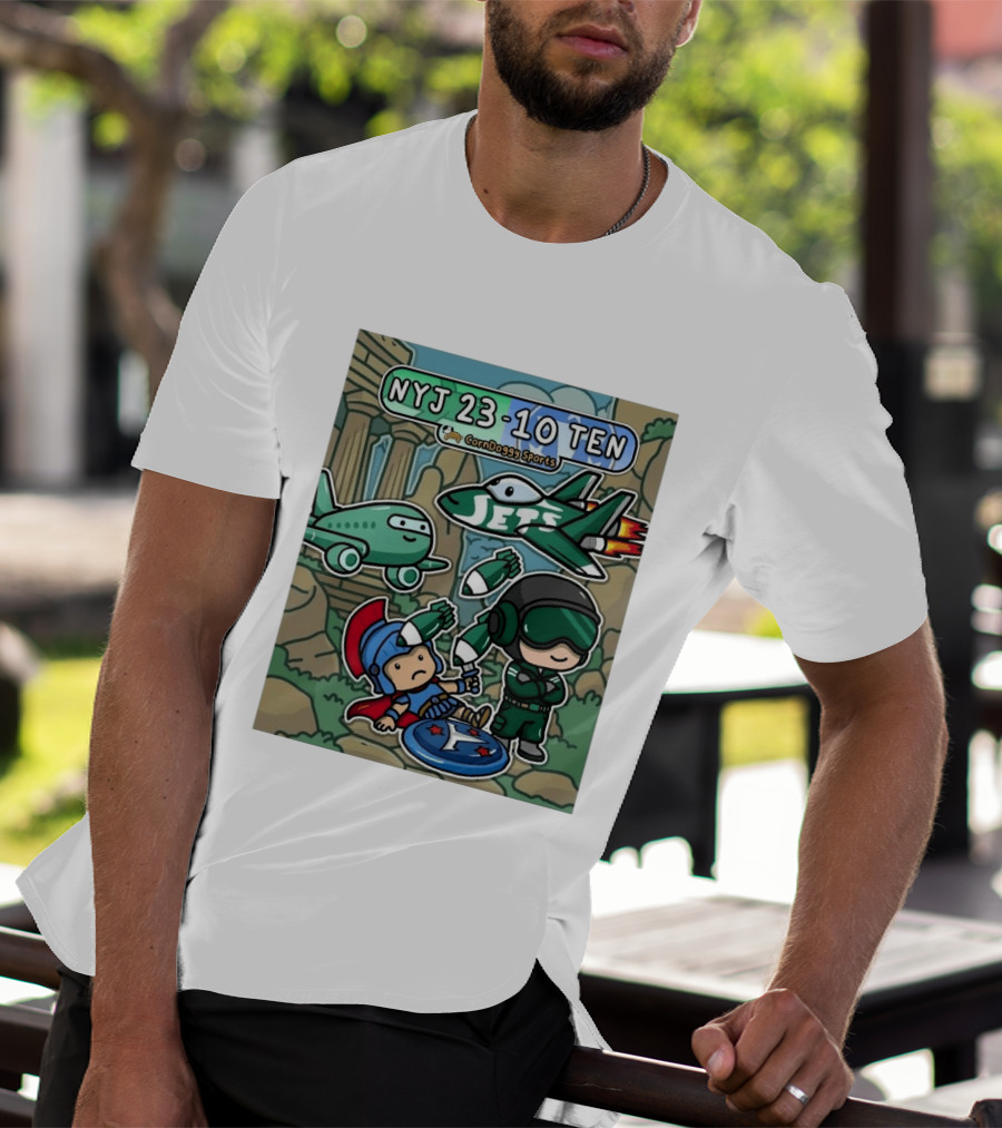 NYJ 23 10 TEN CornDoggy Sports New York Jets Tennessee Titans Fan T-Shirt