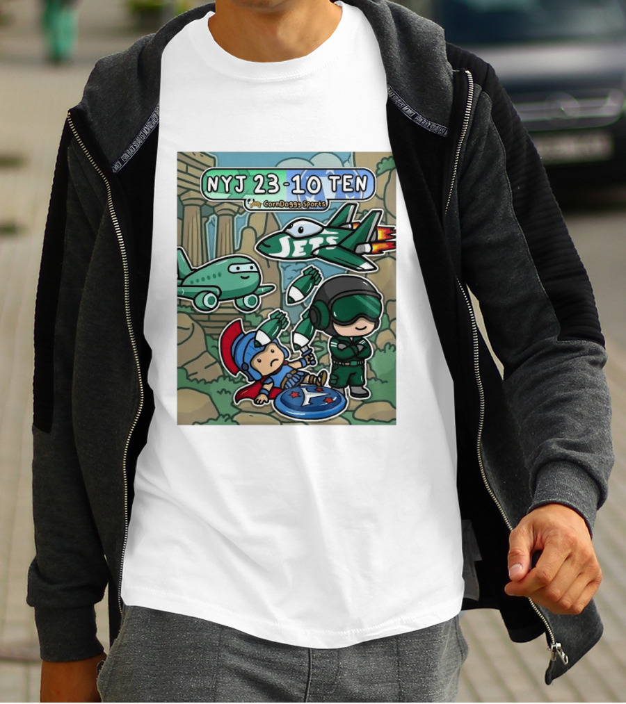 NYJ 23 10 TEN CornDoggy Sports New York Jets Tennessee Titans Fan T-Shirt