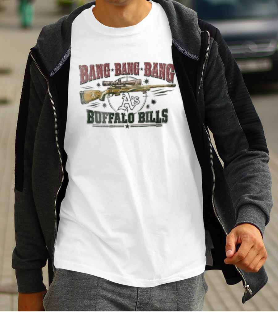 Buffalo Bills Bang Distressed Sniper Rifle Target Bullet Holes As T-Shirt