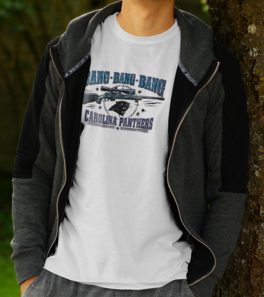 Bang Bang Bang Carolina Panthers Sniper Rifle Target Bullet Holes T-Shirt