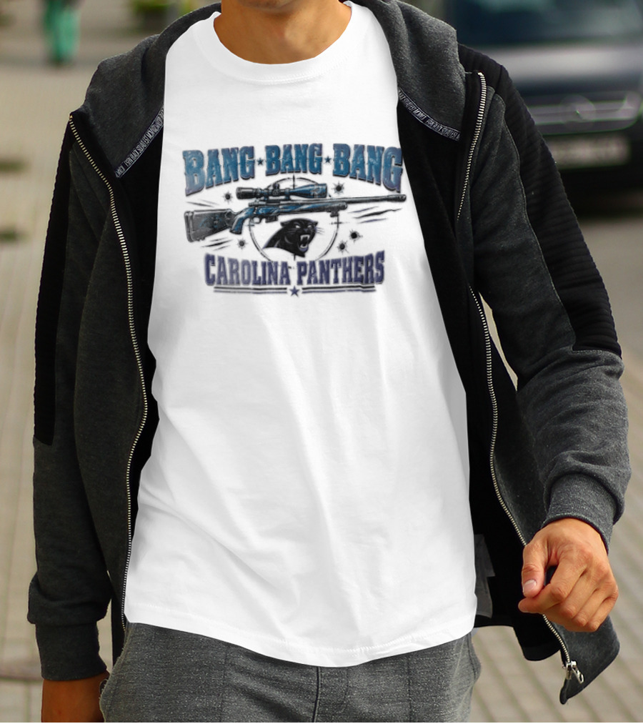 Bang Bang Bang Carolina Panthers Sniper Rifle Target Bullet Holes T-Shirt