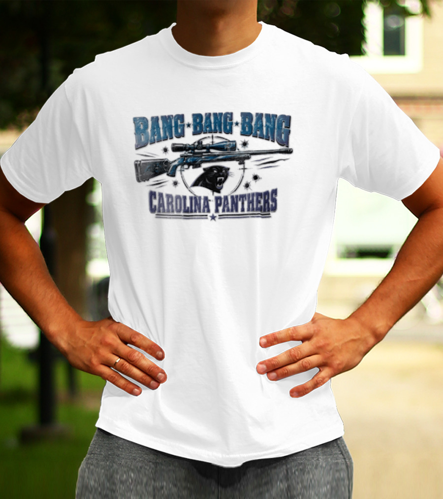 Bang Bang Bang Carolina Panthers Sniper Rifle Target Bullet Holes T-Shirt