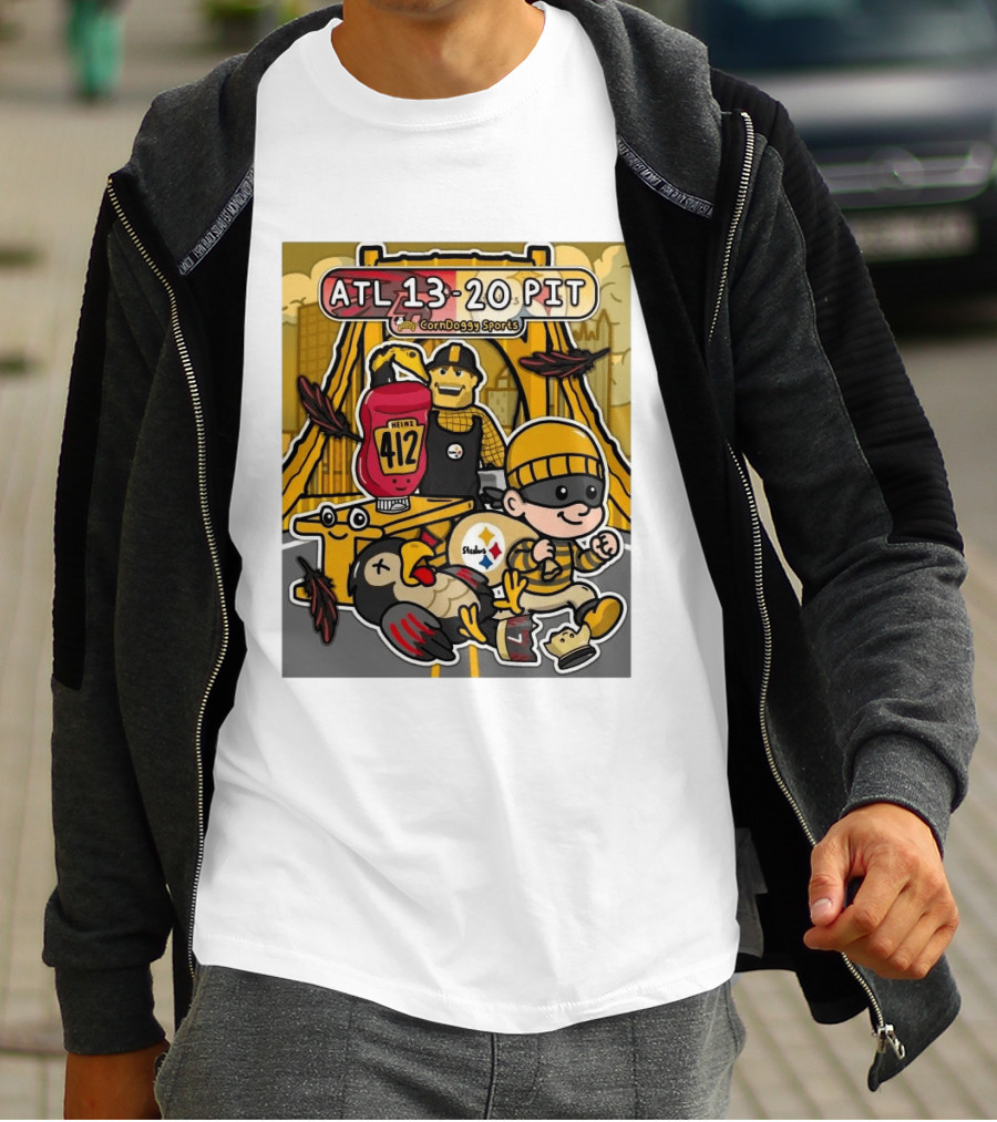 ATL 13 20 PIT CornDoggy Sports With Heinz 412 And Steelers Fan T-Shirt