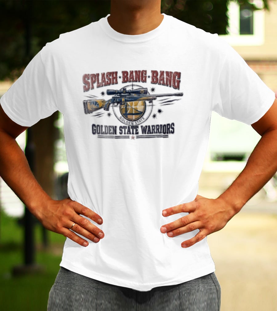 Splash Bang Bang Golden State Warriors Sniper Scope Bullet Holes T-Shirt