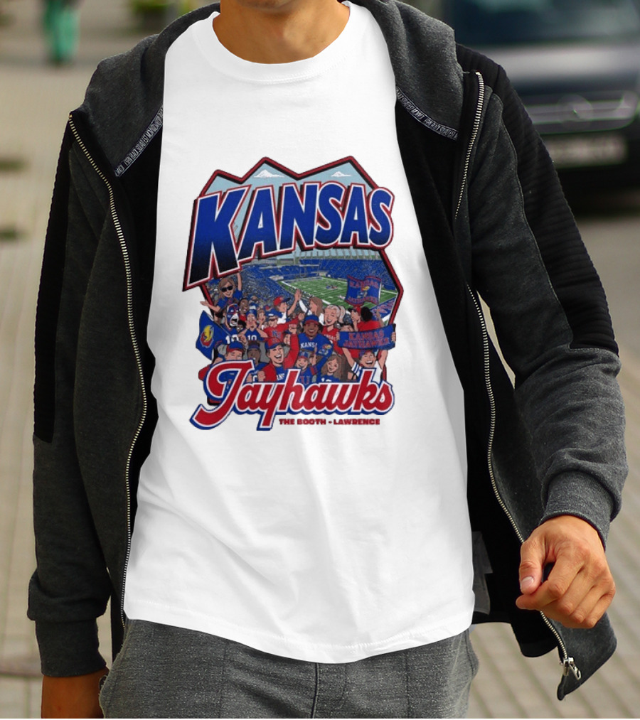 Kansas Jayhawks The Booth Lawrence Kansas Memorial Stadium Game Day Crowd T-Shirt
