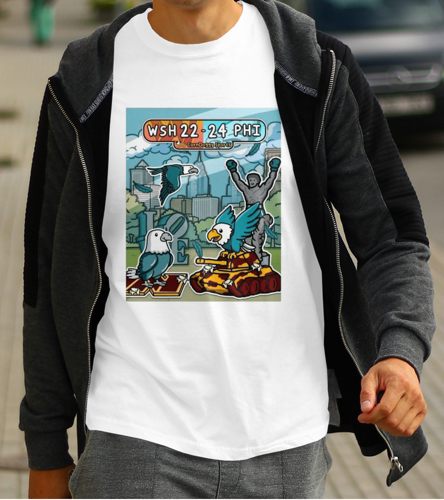 CornDoggy Sports WSH 22 24 PHI Washington Vs Philadelphia Eagles And Tank Scene T-Shirt