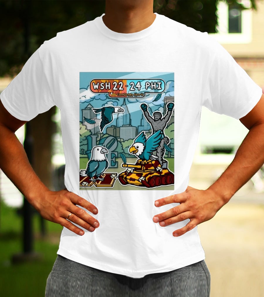 CornDoggy Sports WSH 22 24 PHI Washington Vs Philadelphia Eagles And Tank Scene T-Shirt