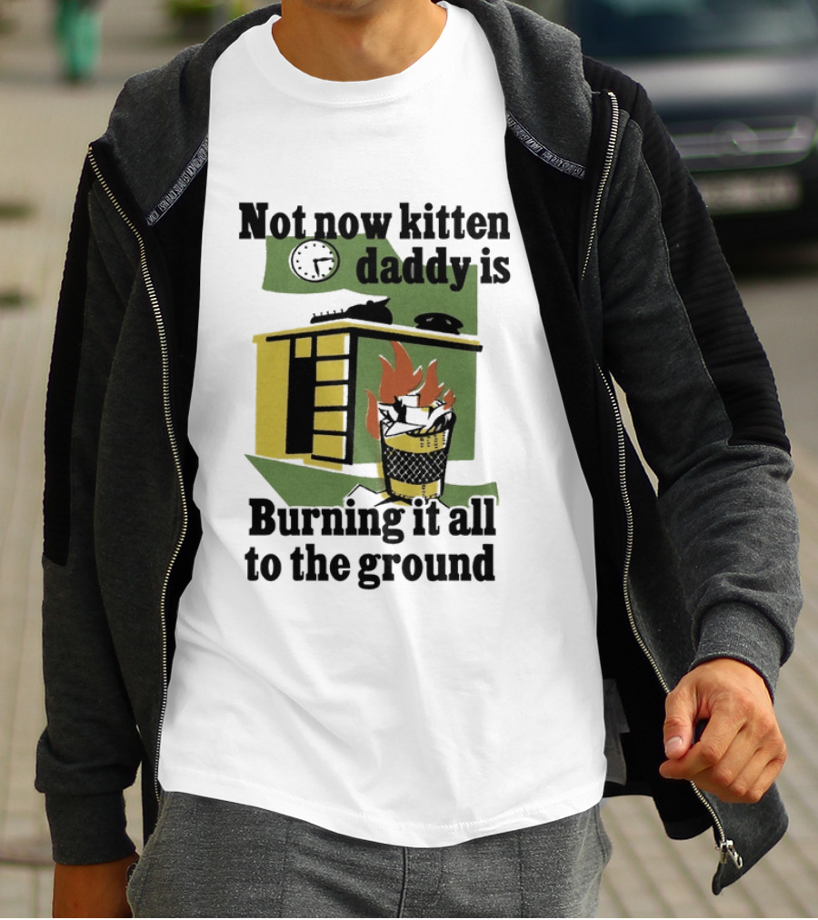 Not Now Kitten Daddy Is Burning It All To The Ground House Fire T-Shirt