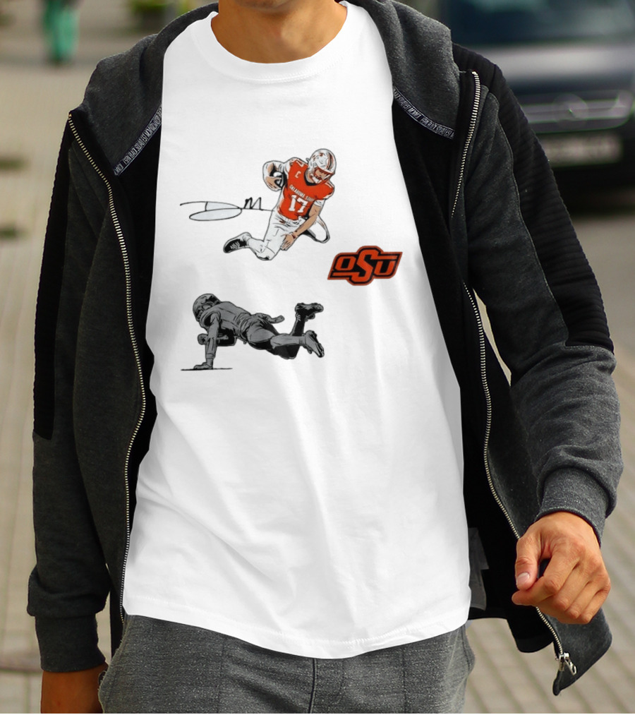 Oklahoma State Cowboys Football Drew Mestemaker Air Mesty OSU Quarterback 17 T-Shirt