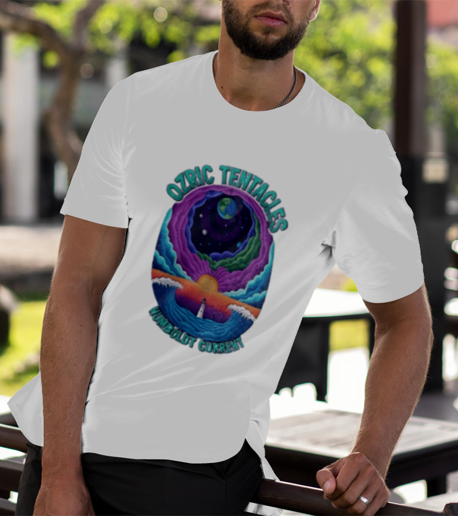Ozric Tentacles Humboldt Current Ocean Lighthouse Sunset Planet Waves T-Shirt