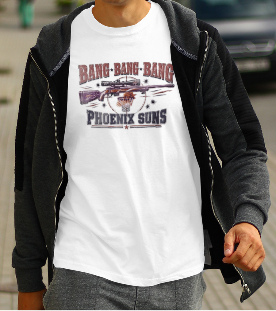 Phoenix Suns Bang Sniper Rifle Basketball Net Target Distressed T-Shirt